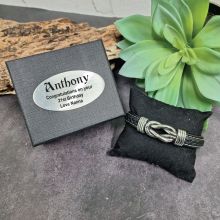 Black Leather Knot Bracelet In Birthday Box