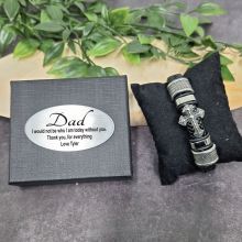 Black Leather Cross Bracelet In Dad Box