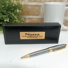 Nan Satin & Gold Twist Pen Personalised Box