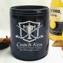 Hockey Coach Engraved Black Stubby Can  Cooler Personalised