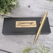 Holy Communion Gold Click Pen Personalised Box