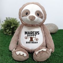 Personalised Birthday Sloth Cubbie Plush