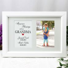 Grandma Blessings Photo Frame Typography Print 4x6 White