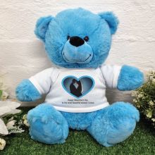 Personalised Valentines Day Photo Bear Blue 30cm