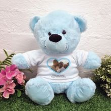 Personalised Valentines Day Photo Bear Light Blue 30cm