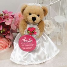 Flower Girl Wedding Bride Bear Personalised Badge