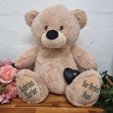 Personalised Bear with Black Heart Urn Cream 40cm 