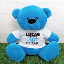 Personalised 50th Birthday Bear Blue 40cm