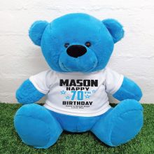 Personalised 70th Birthday Bear Blue 40cm