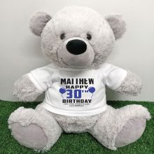 Personalised 30th Birthday Bear Grey 40cm