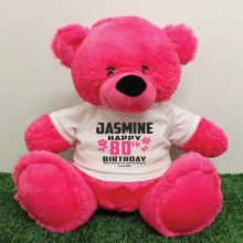 Personalised 80th Birthday Bear Pink 40cm