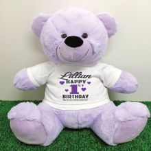 Personalised 1st Birthday Bear Lavender Plush 40cm