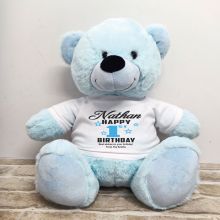 Personalised 1st Birthday Bear Light Blue 40cm