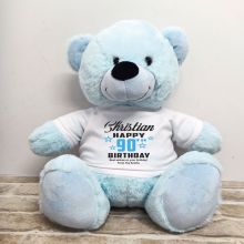 Personalised 90th Birthday Bear Light Blue 40cm