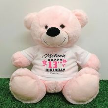 Personalised 13th Birthday Bear Light Pink 40cm