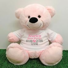 Personalised Newborn Bear 40cm Light Pink Plush