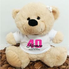 40th Teddy Bear Cream Personalised Plush