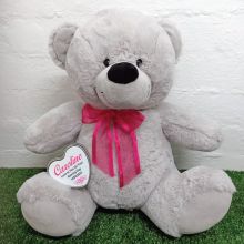 Naming Day Keepsake Bear with heart Grey / Pink 40cm