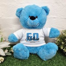 60th Birthday Bear Bright Blue Plush 30cm