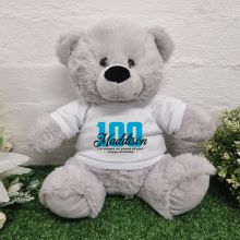 100th Birthday Bear Grey Plush 30cm
