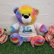 Personalised 16th Birthday Bear Rainbow Plush 30cm