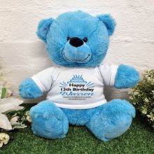 Personalised 13th Birthday party Bear Bright Blue Plush 30cm