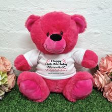 Personalised 16th Birthday Party Bear Hot Pink Plush 30cm