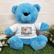 Personalised Photo Bear Bright Blue 30cm