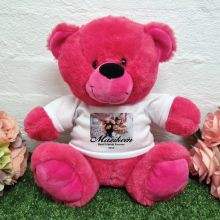 Personalised Photo Bear Hot Pink 30cm
