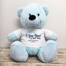 Valentines Day Bear Love Your Naughty Bits - 40cm Light Blue