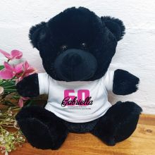 60th Birthday Teddy Bear Black Plush