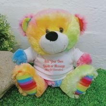 Custom Text T-Shirt Bear Rainbow Plush