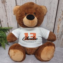 13th Birthday Personalised Bear with T-Shirt - Brown 40cm