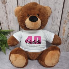 40th Birthday Personalised Bear with T-Shirt - Brown 40cm