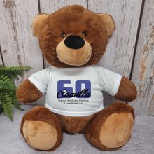 60th Birthday Personalised Bear with T-Shirt - Brown 40cm