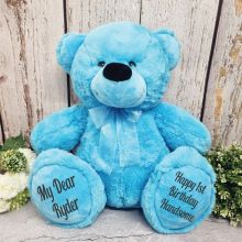 Personalised 1st Birthday Teddy Bear 40cm Plush Bright Blue
