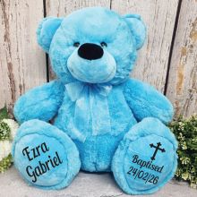 Baptism Personalised Teddy Bear 40cm Bright Blue