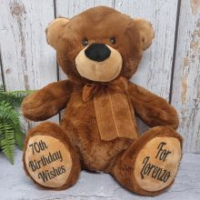 Personalised 70th  Birthday Teddy Bear 40cm Plush Brown