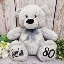 Personalised 80th Birthday Teddy Bear 40cm Plush Grey