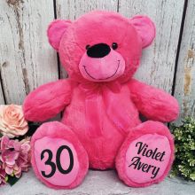 Personalised 30th Birthday Teddy Bear 40cm Plush Hot Pink