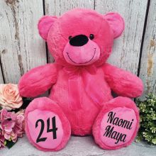 Personalised Birthday Teddy Bear 40cm Plush Hot Pink