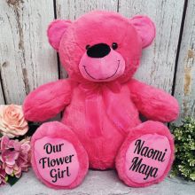 Flower Girl Teddy Bear  40cm Hot Pink Plush