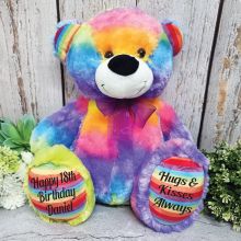 Personalised 18th Birthday Teddy Bear 40cm Plush Rainbow