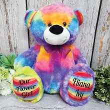 Flower Girl Personalised Teddy Bear 40cm Plush Rainbow