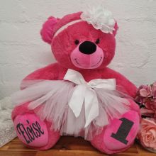1st Birthday Ballerina Teddy Bear 40cm Hot Pink
