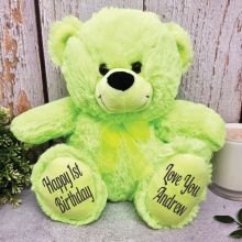 Personalised 1st Birthdya Teddy Bear Lime Plush 30cm