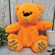 Personalised Birthday Bear Orange Plush 30cm