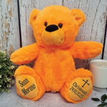 Christening Teddy Bear Orange Plush 30cm