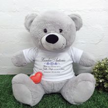 Voice Recordable Christening Bear with T-Shirt - Grey 40cm