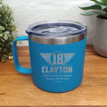 18th Birthday Blue Travel Coffee Mug 14oz (M)